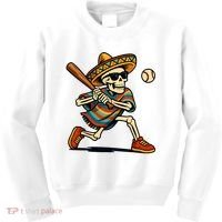 Cinco De Mayo Mariachi Skeleton Baseball Mexican Sombrero  Kids Sweatshirt thumb 0