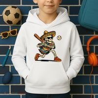 Cinco De Mayo Mariachi Skeleton Baseball Mexican Sombrero  Kids Hoodie thumb 2