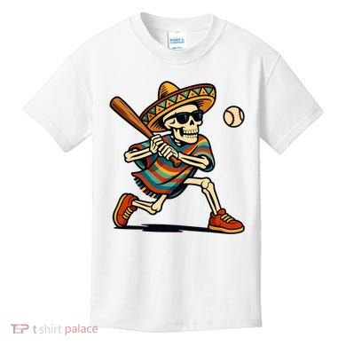 Cinco De Mayo Mariachi Skeleton Baseball Mexican Sombrero  Kids T-Shirt