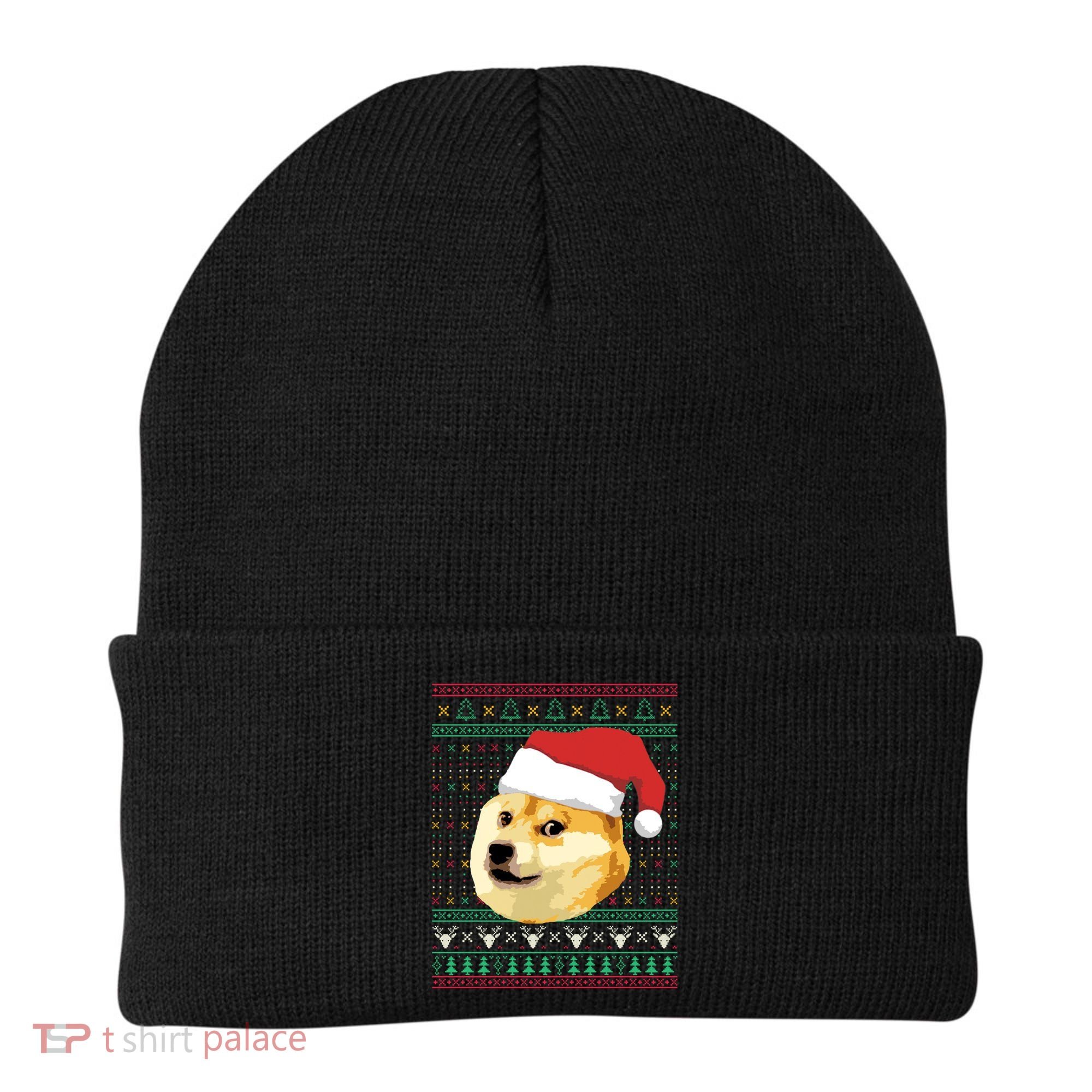 Christmas Doge Meme Shiba Inu Santa Funny Ugly Sweater Xmas Great Gift Beanie