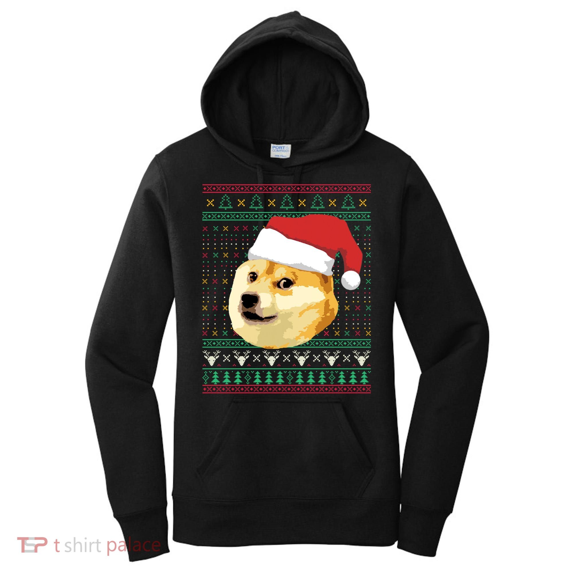 Christmas Doge Meme Shiba Inu Santa Funny Ugly Sweater Xmas Great Gift Women's Hoodie