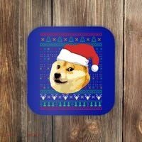 Christmas Doge Meme Shiba Inu Santa Funny Ugly Sweater Xmas Great Gift Coaster thumb 0