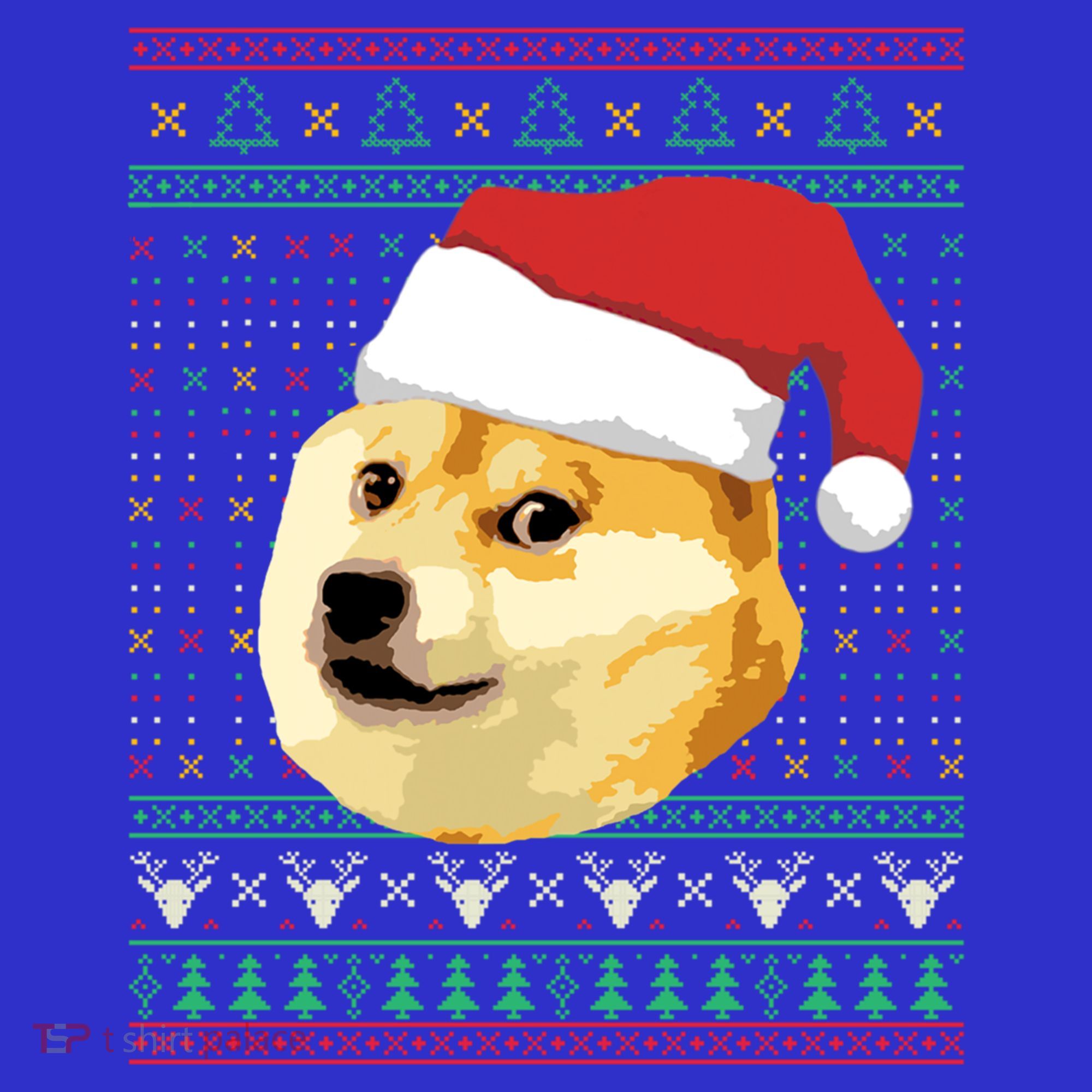 Christmas Doge Meme Shiba Inu Santa Funny Ugly Sweater Xmas Great Gift Coaster
