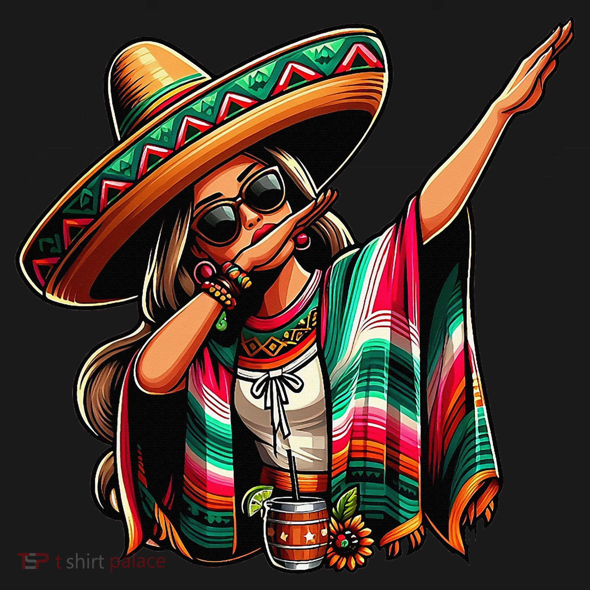 Cinco De Mayo Dabbing Mexican Women Funny Cinco De Mayo Long Sleeve Shirt