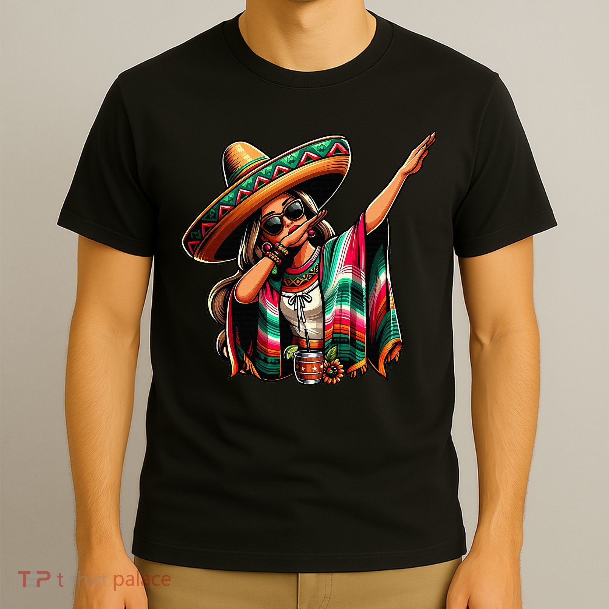Cinco De Mayo Dabbing Mexican Women Funny Cinco De Mayo T-Shirt