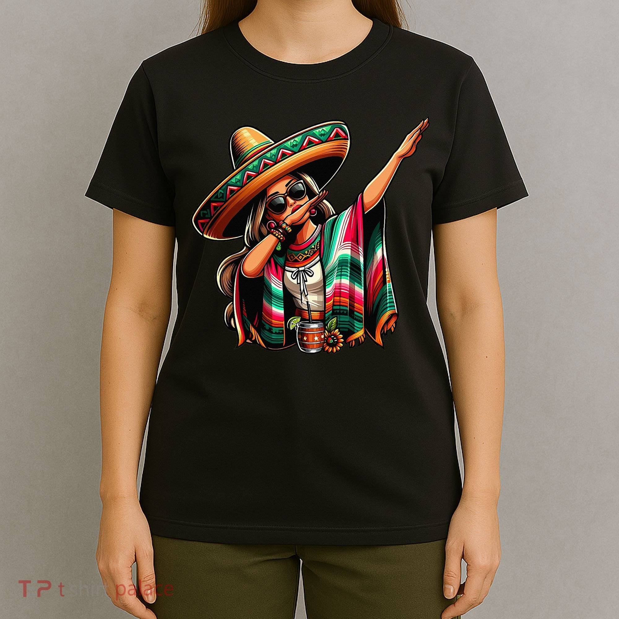 Cinco De Mayo Dabbing Mexican Women Funny Cinco De Mayo T-Shirt