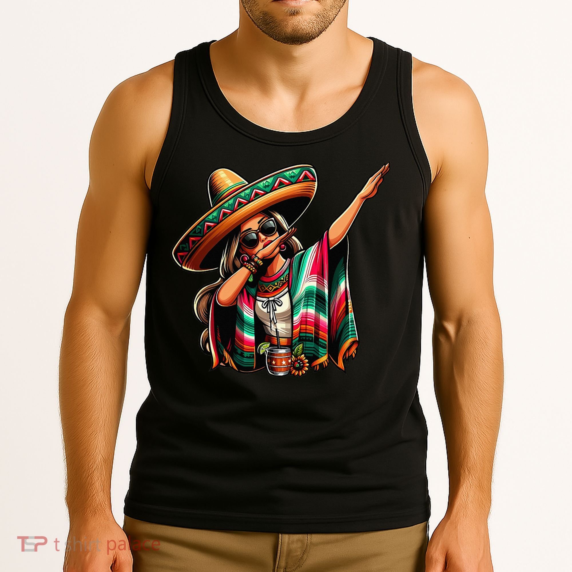 Cinco De Mayo Dabbing Mexican Women Funny Cinco De Mayo Tank Top