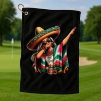 Cinco De Mayo Dabbing Mexican Women Funny Cinco De Mayo Golf Towel thumb 1