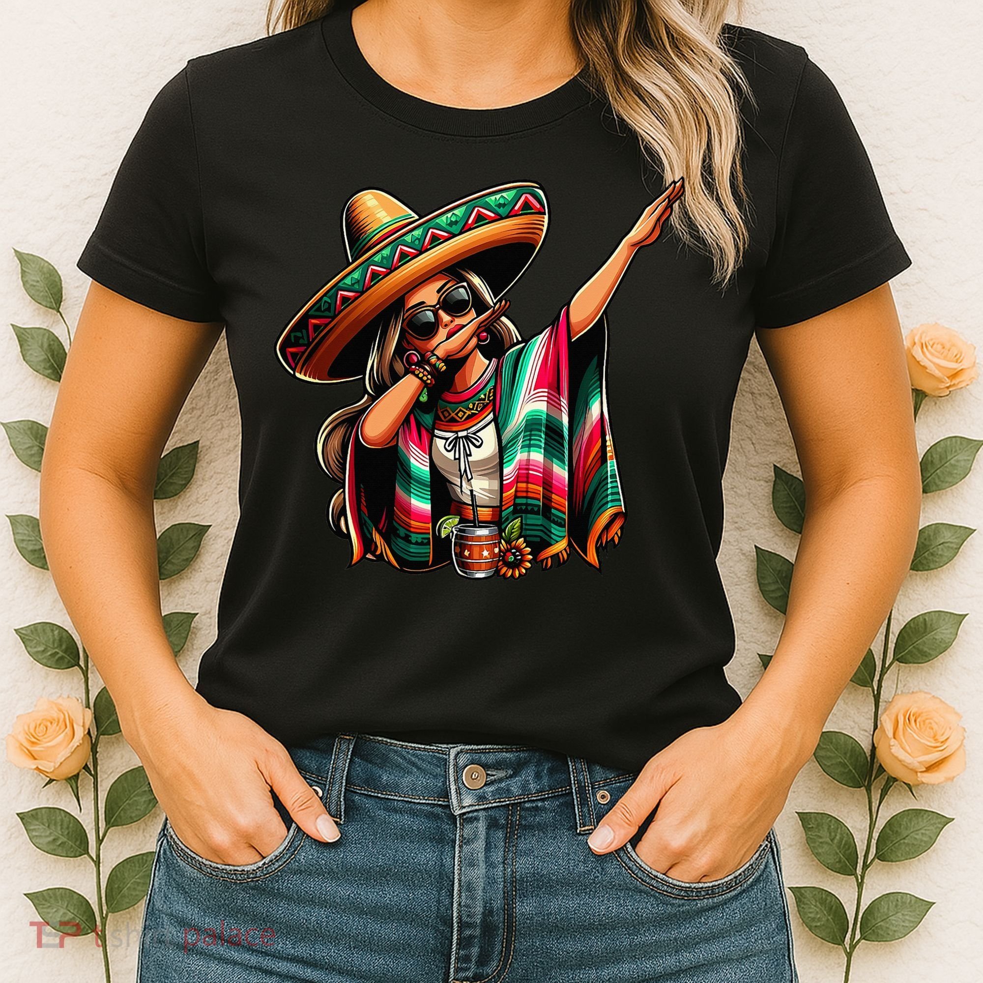 Cinco De Mayo Dabbing Mexican Women Funny Cinco De Mayo Women's T-Shirt