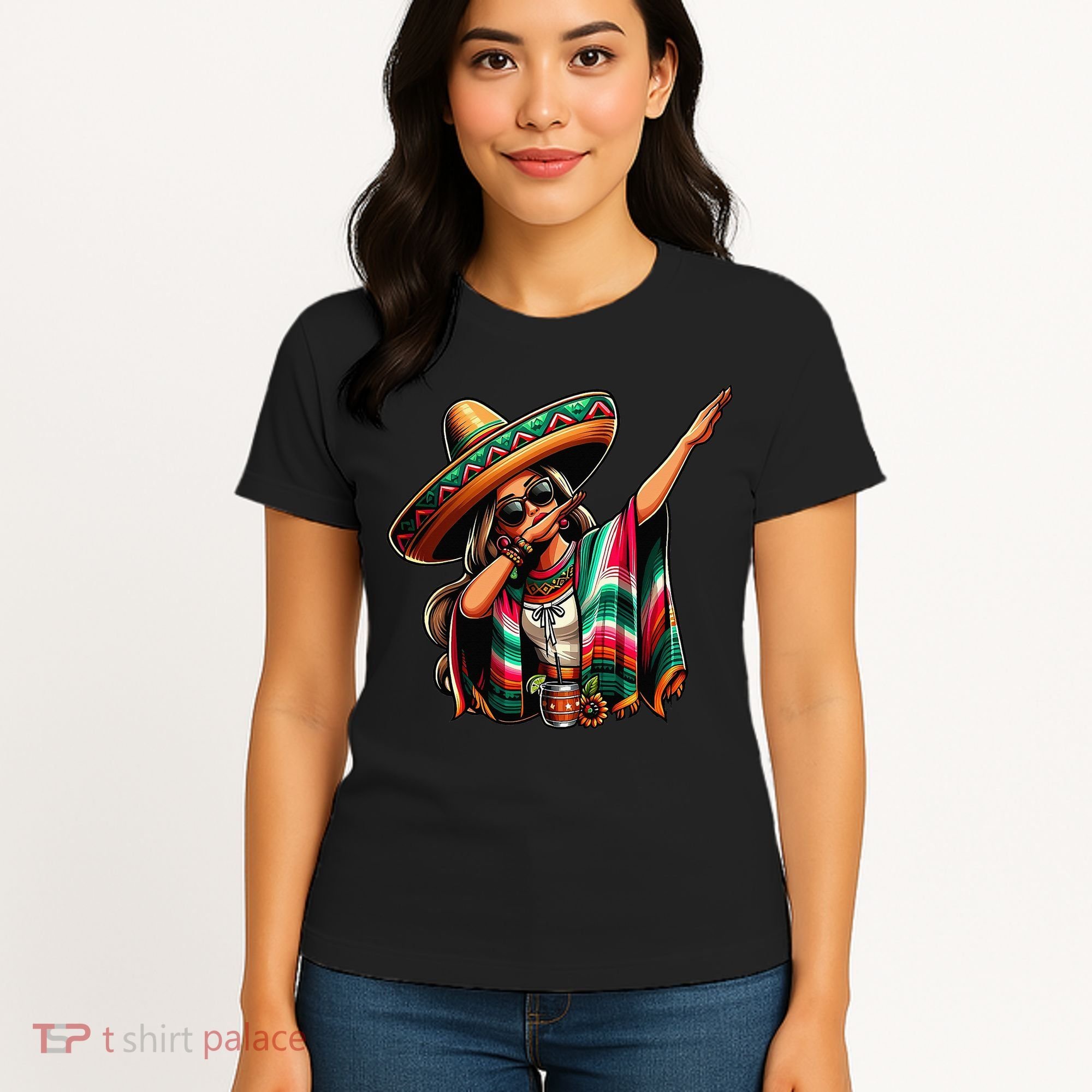 Cinco De Mayo Dabbing Mexican Women Funny Cinco De Mayo Women's T-Shirt