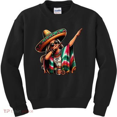 Cinco De Mayo Dabbing Mexican Women Funny Cinco De Mayo Kids Sweatshirt