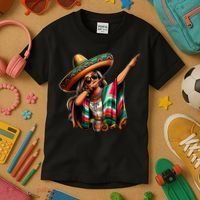 Cinco De Mayo Dabbing Mexican Women Funny Cinco De Mayo Kids T-Shirt thumb 3