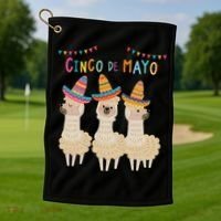 Cinco De Mayo Llama Fiesta Golf Towel thumb 1