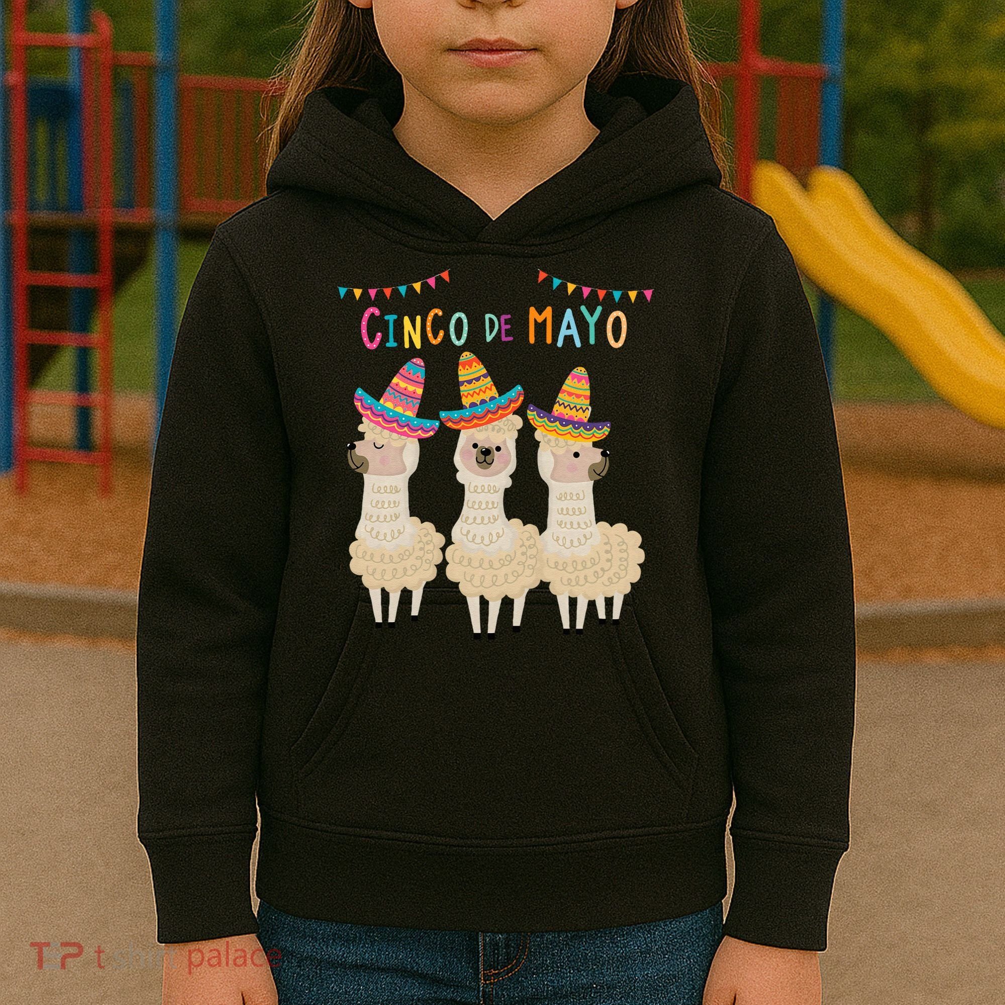 Cinco De Mayo Llama Fiesta Kids Hoodie