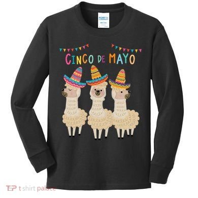 Cinco De Mayo Llama Fiesta Kids Long Sleeve Shirt