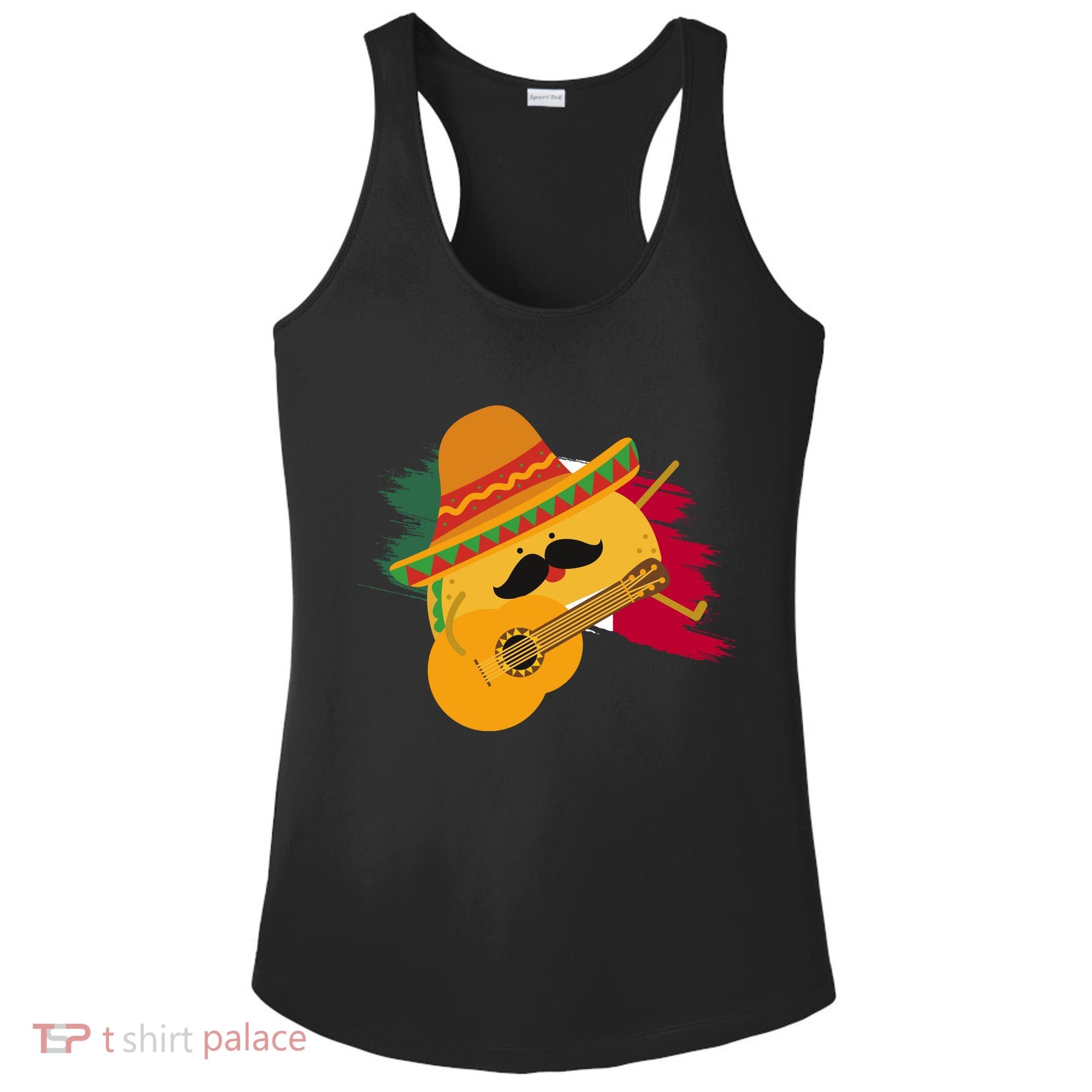 Cinco De Mayo Taco Fiesta Mexico Flag Ladies PosiCharge Competitor Racerback Tank
