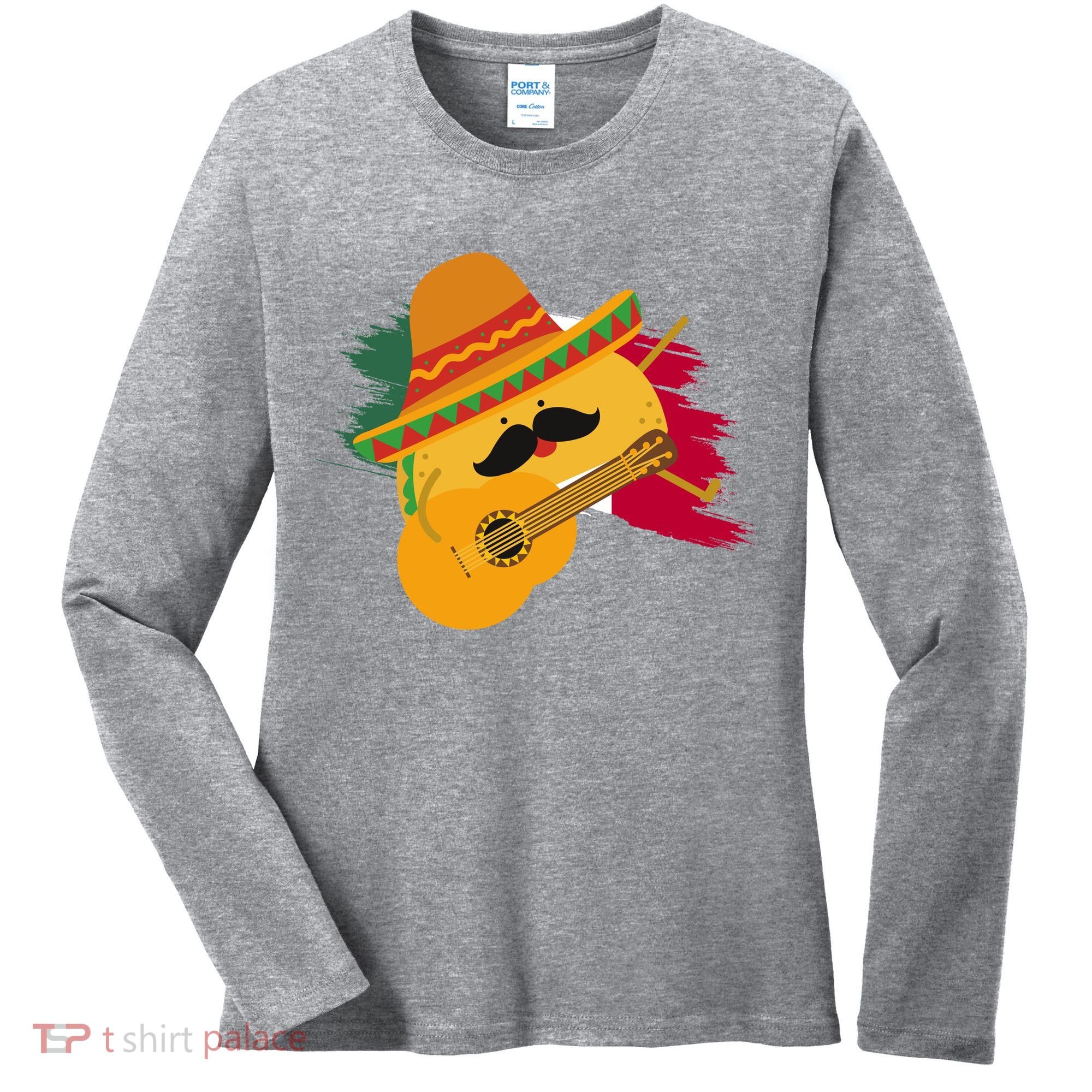 Cinco De Mayo Taco Fiesta Mexico Flag Women's Long Sleeve Shirt