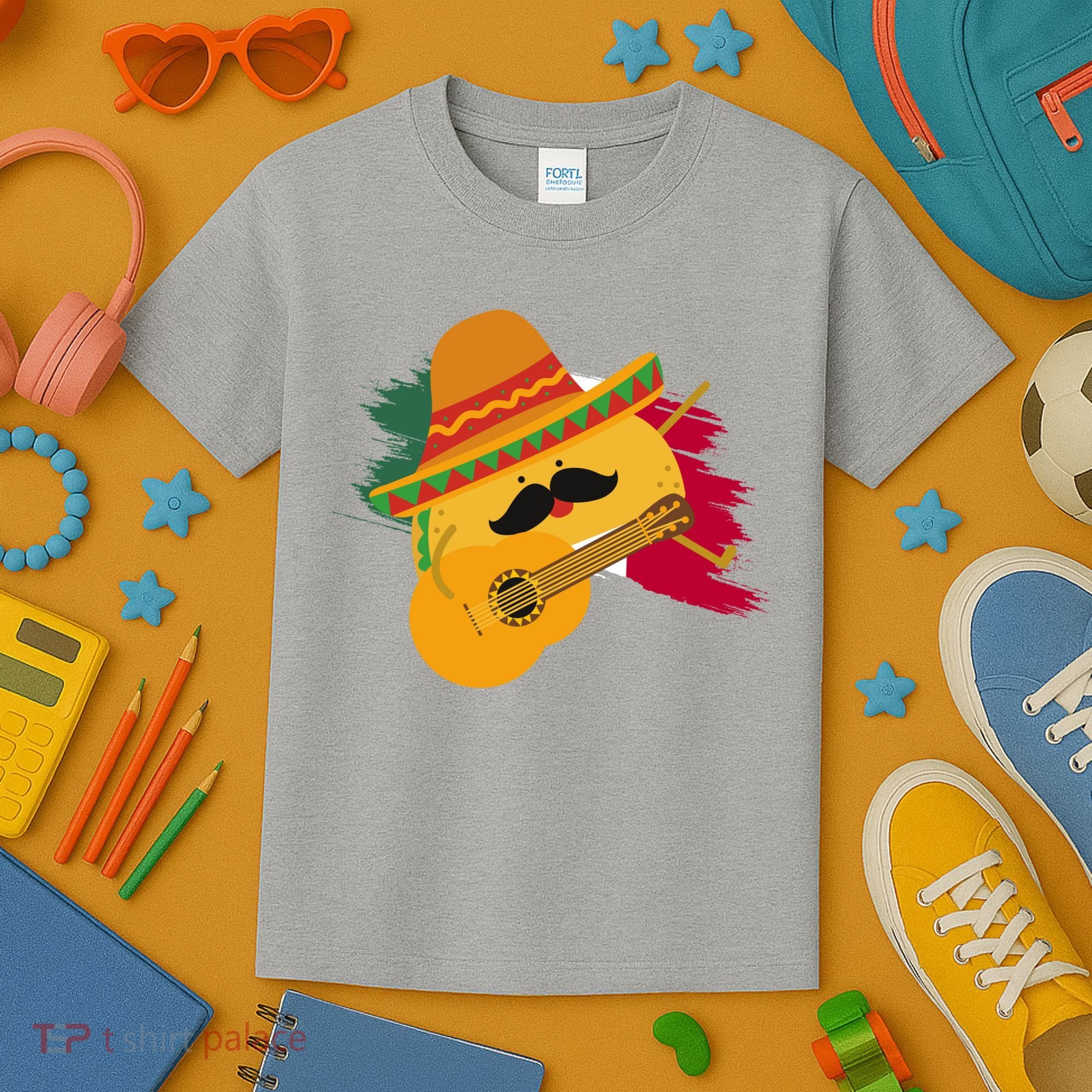 Cinco De Mayo Taco Fiesta Mexico Flag Kids T-Shirt