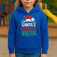 Christmas Doctor Meaningful Gift SantaS Favorite Doctor Gift Kids Hoodie thumb 3