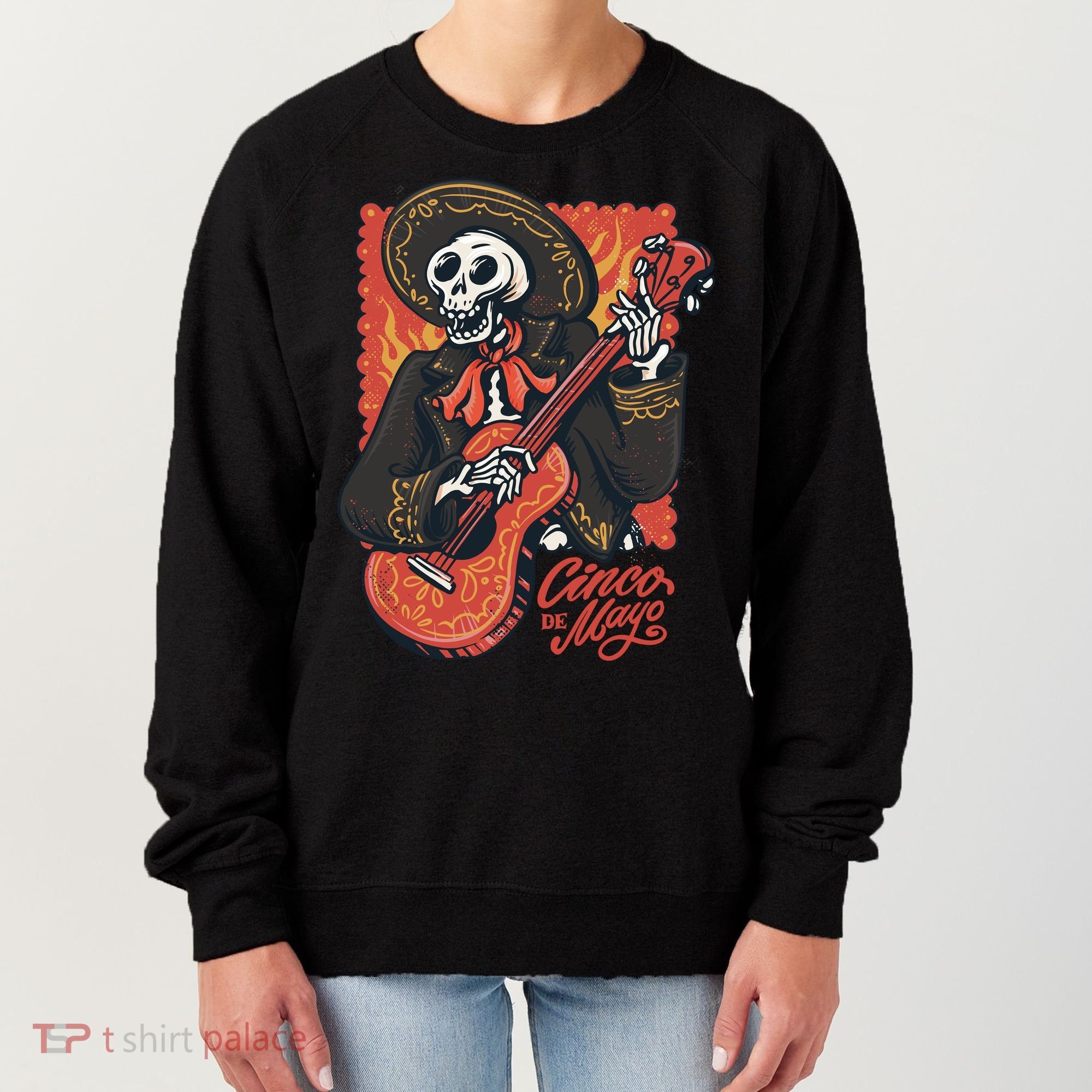 Cinco De Mayo Skeleton Guitar Women's Sweatshirt