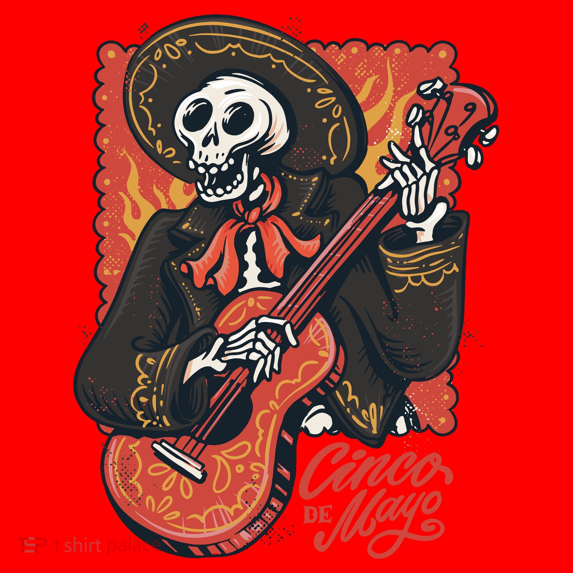 Cinco De Mayo Skeleton Guitar Santa Hat