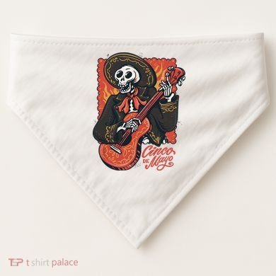 Cinco De Mayo Skeleton Guitar USA-Made Doggie Bandana