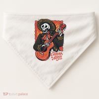 Cinco De Mayo Skeleton Guitar USA-Made Doggie Bandana thumb 0