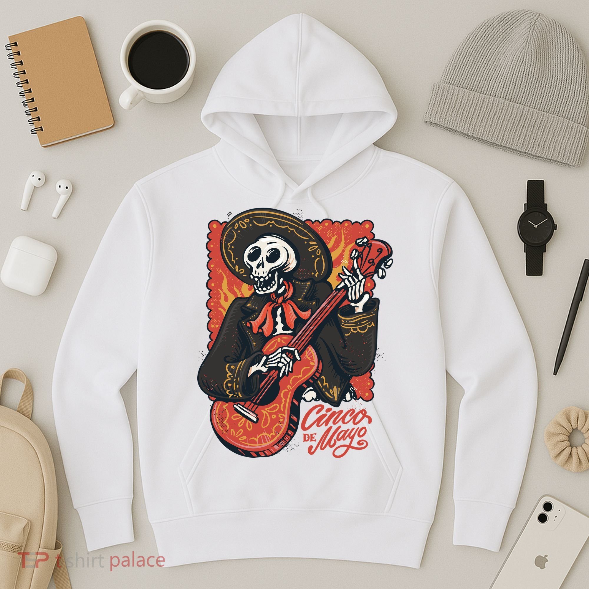 Cinco De Mayo Skeleton Guitar Hoodie
