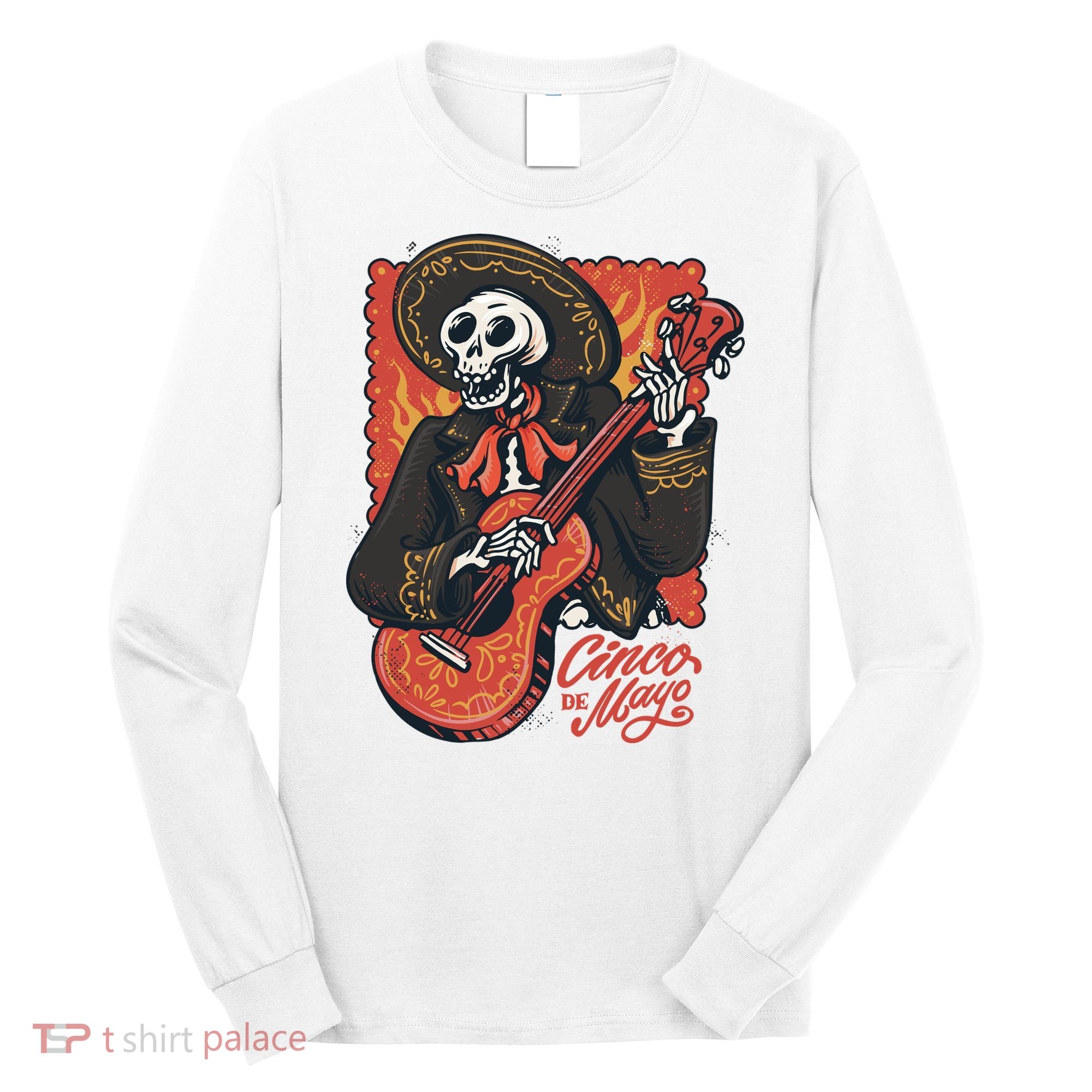 Cinco De Mayo Skeleton Guitar Long Sleeve Shirt