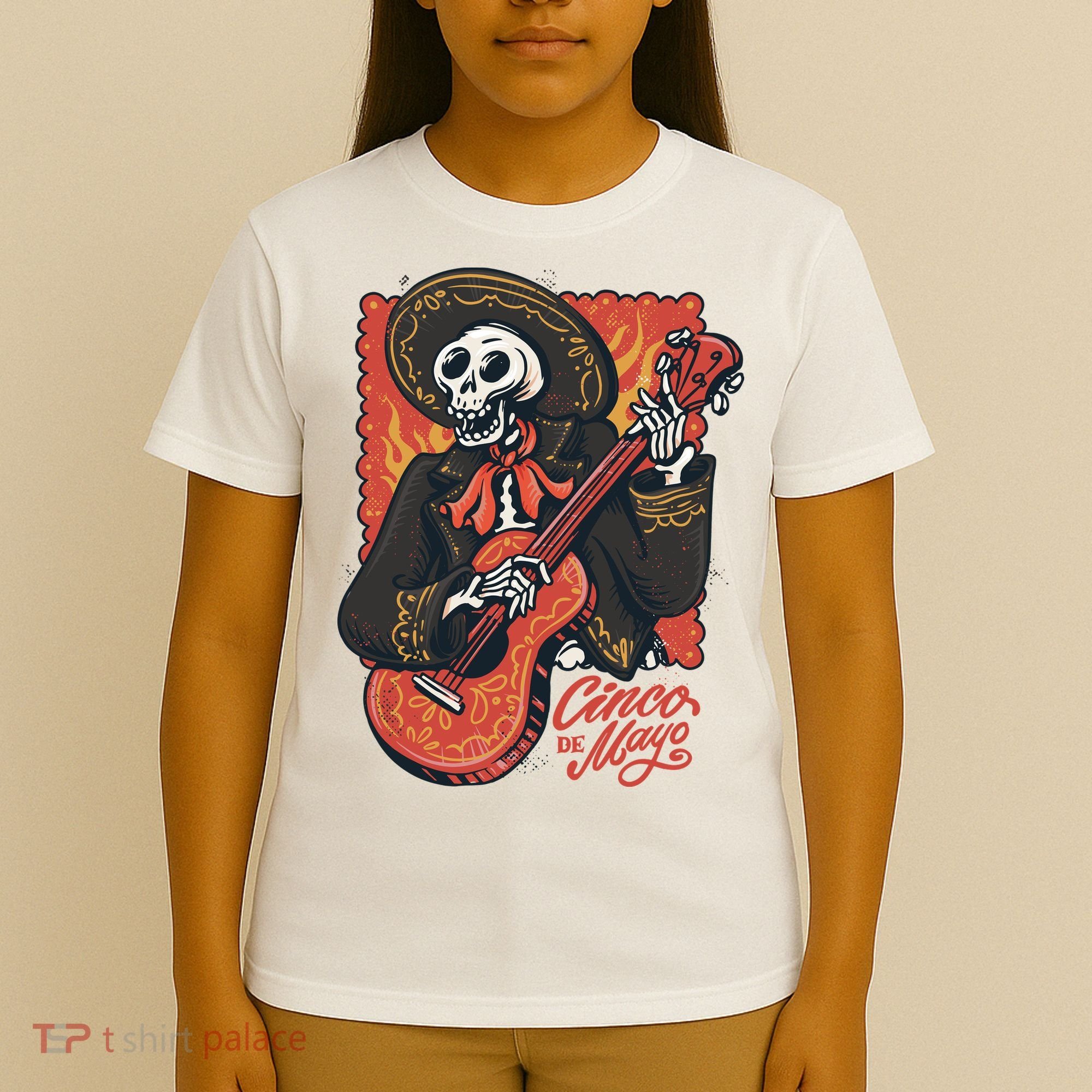 Cinco De Mayo Skeleton Guitar T-Shirt