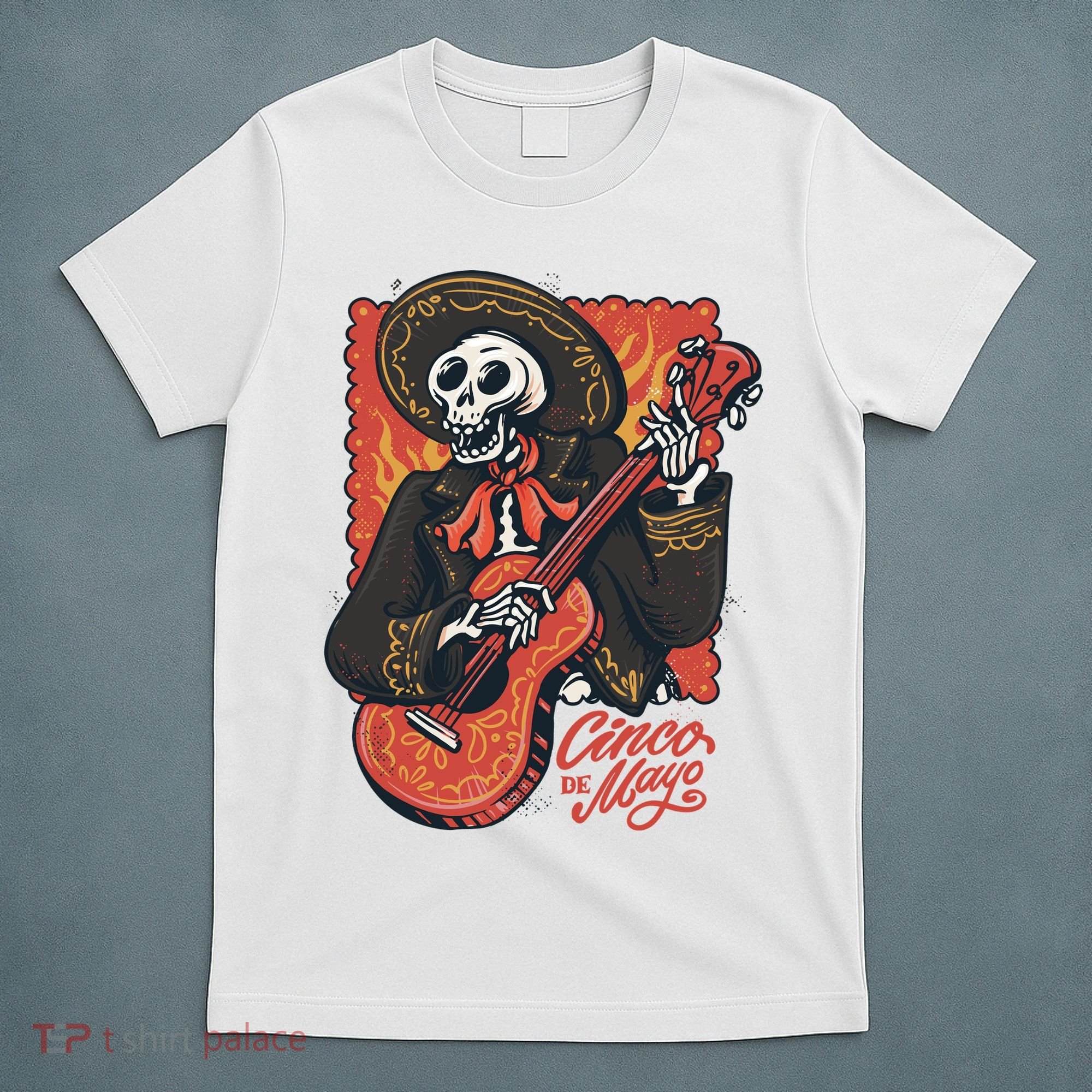 Cinco De Mayo Skeleton Guitar T-Shirt