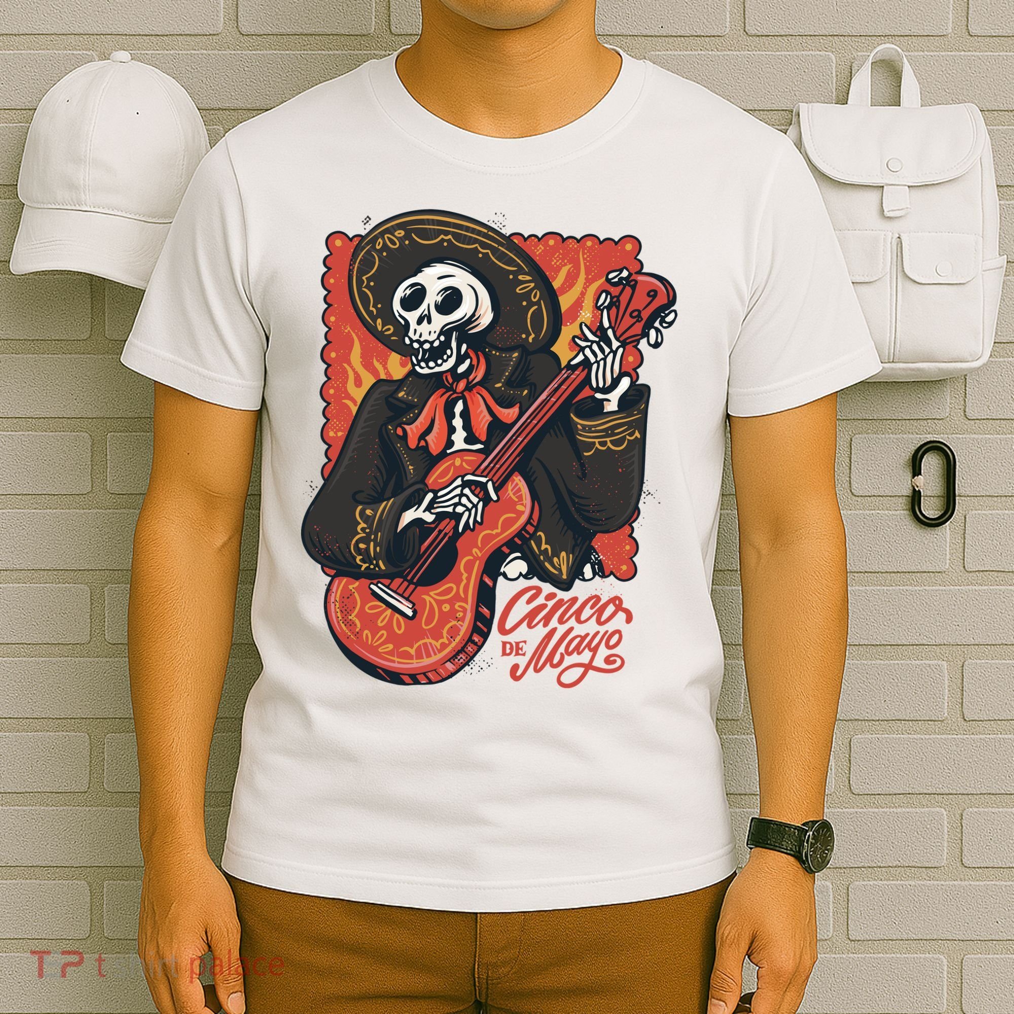 Cinco De Mayo Skeleton Guitar T-Shirt