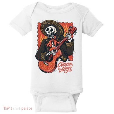 Cinco De Mayo Skeleton Guitar Baby Bodysuit