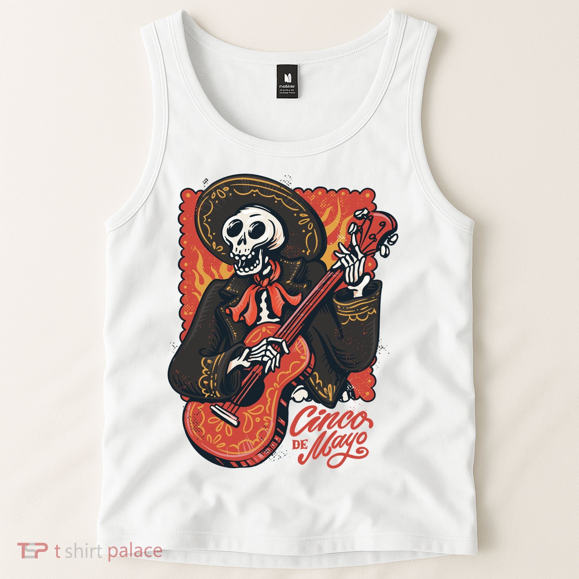 Cinco De Mayo Skeleton Guitar Tank Top