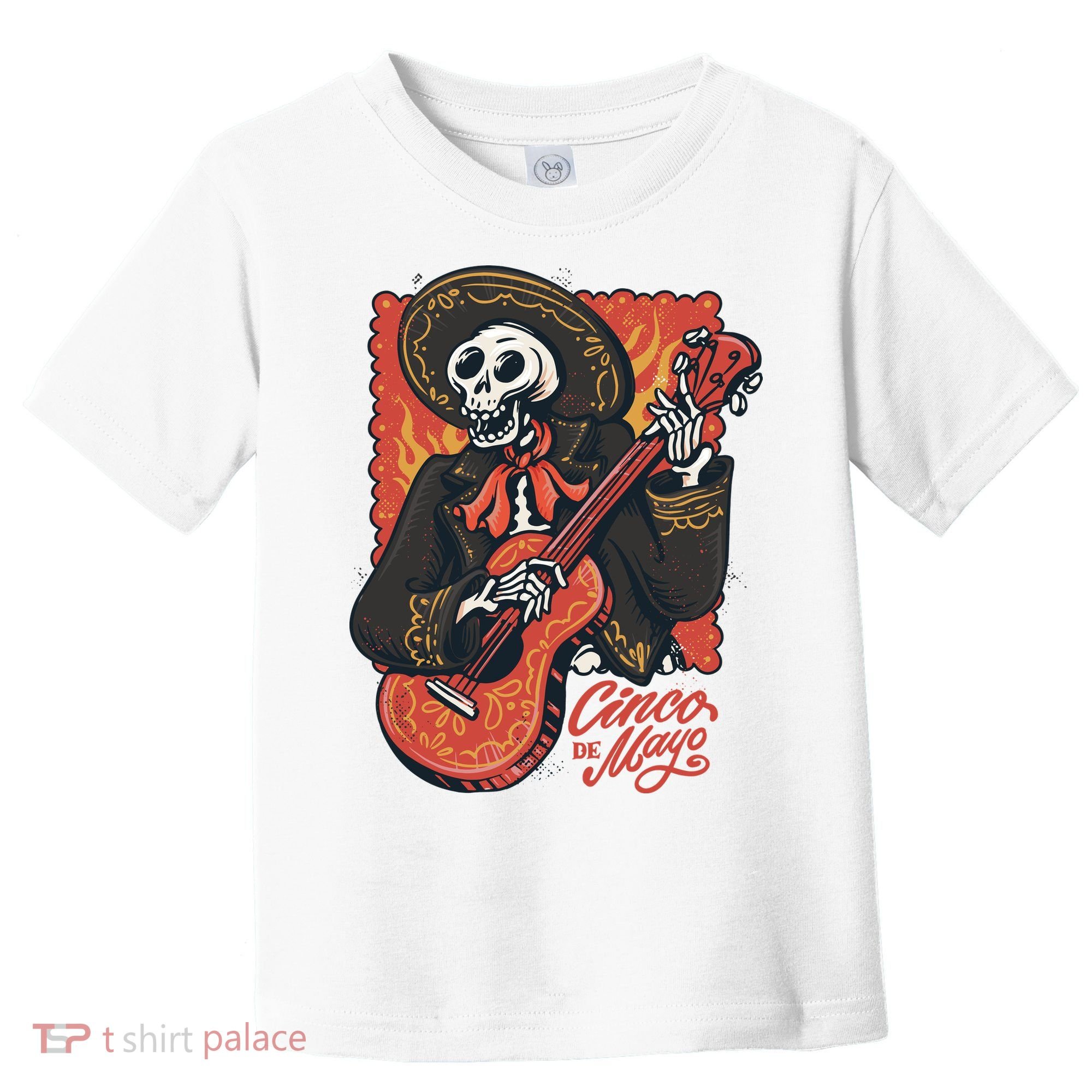 Cinco De Mayo Skeleton Guitar Toddler T-Shirt