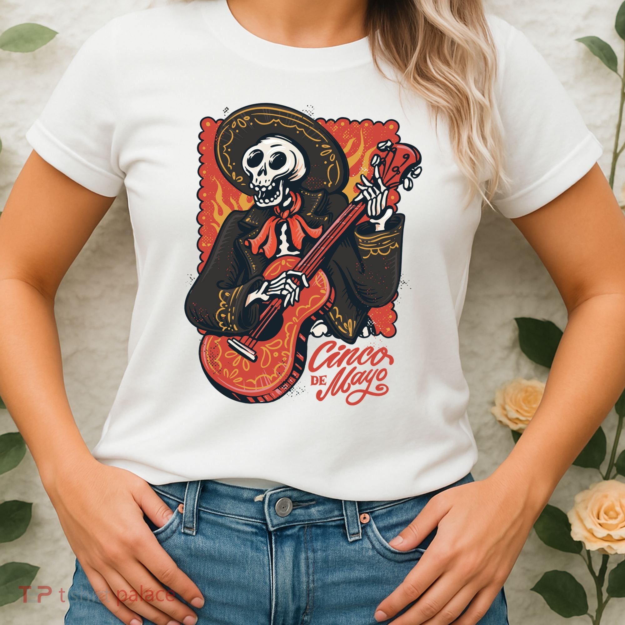 Cinco De Mayo Skeleton Guitar Women's T-Shirt
