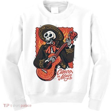 Cinco De Mayo Skeleton Guitar Kids Sweatshirt