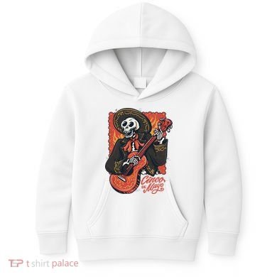 Cinco De Mayo Skeleton Guitar Kids Hoodie