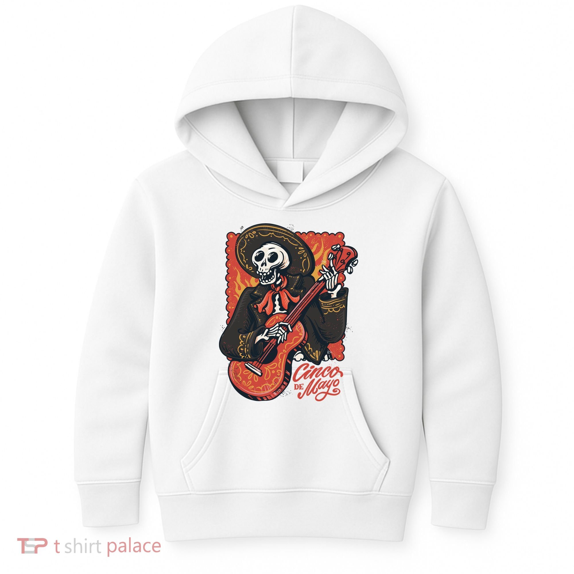 Cinco De Mayo Skeleton Guitar Kids Hoodie
