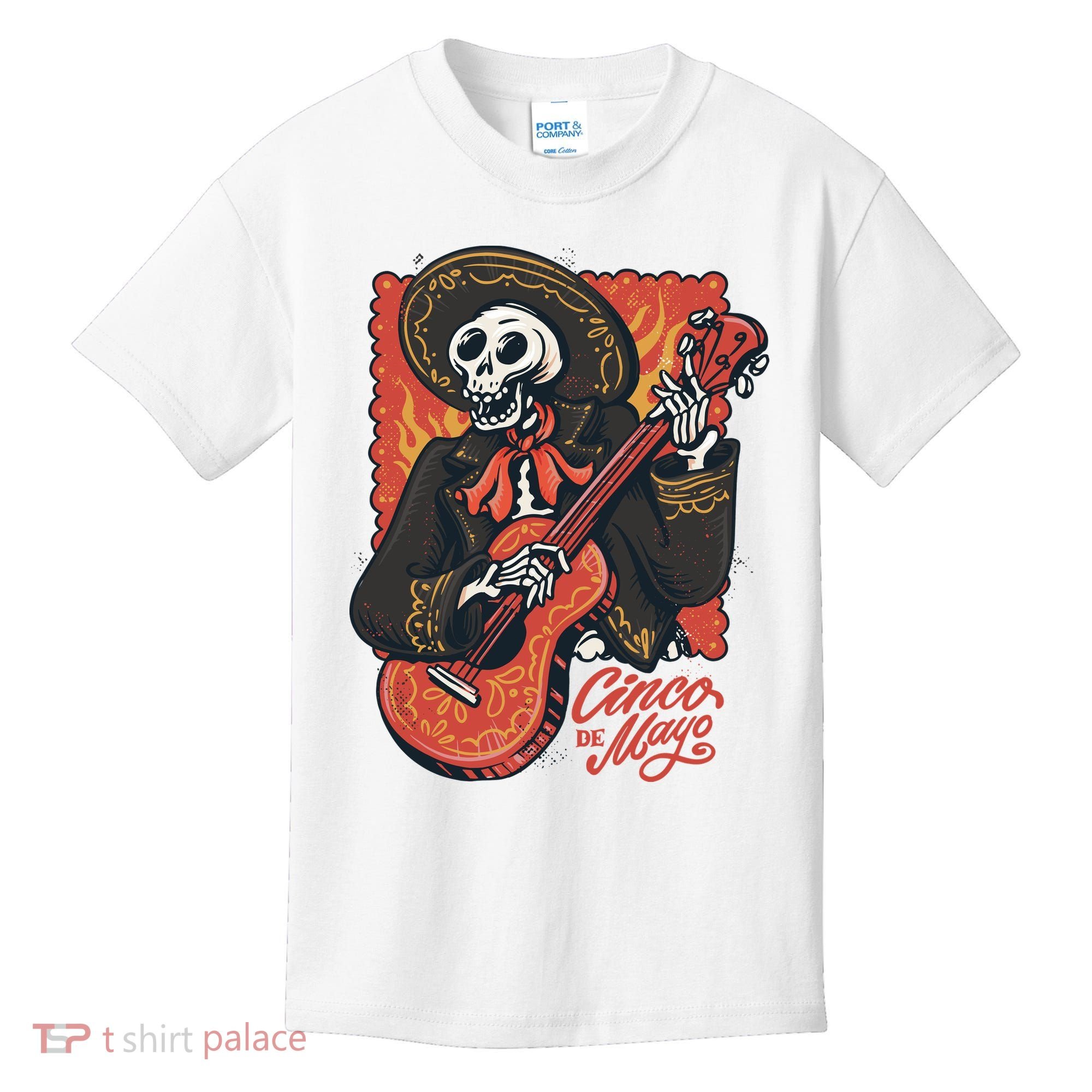 Cinco De Mayo Skeleton Guitar Kids T-Shirt