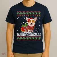 Corgi Dog Merry Corgmas Santa Corgi Ugly Christmas Sweater T-Shirt thumb 3