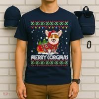 Corgi Dog Merry Corgmas Santa Corgi Ugly Christmas Sweater T-Shirt thumb 6