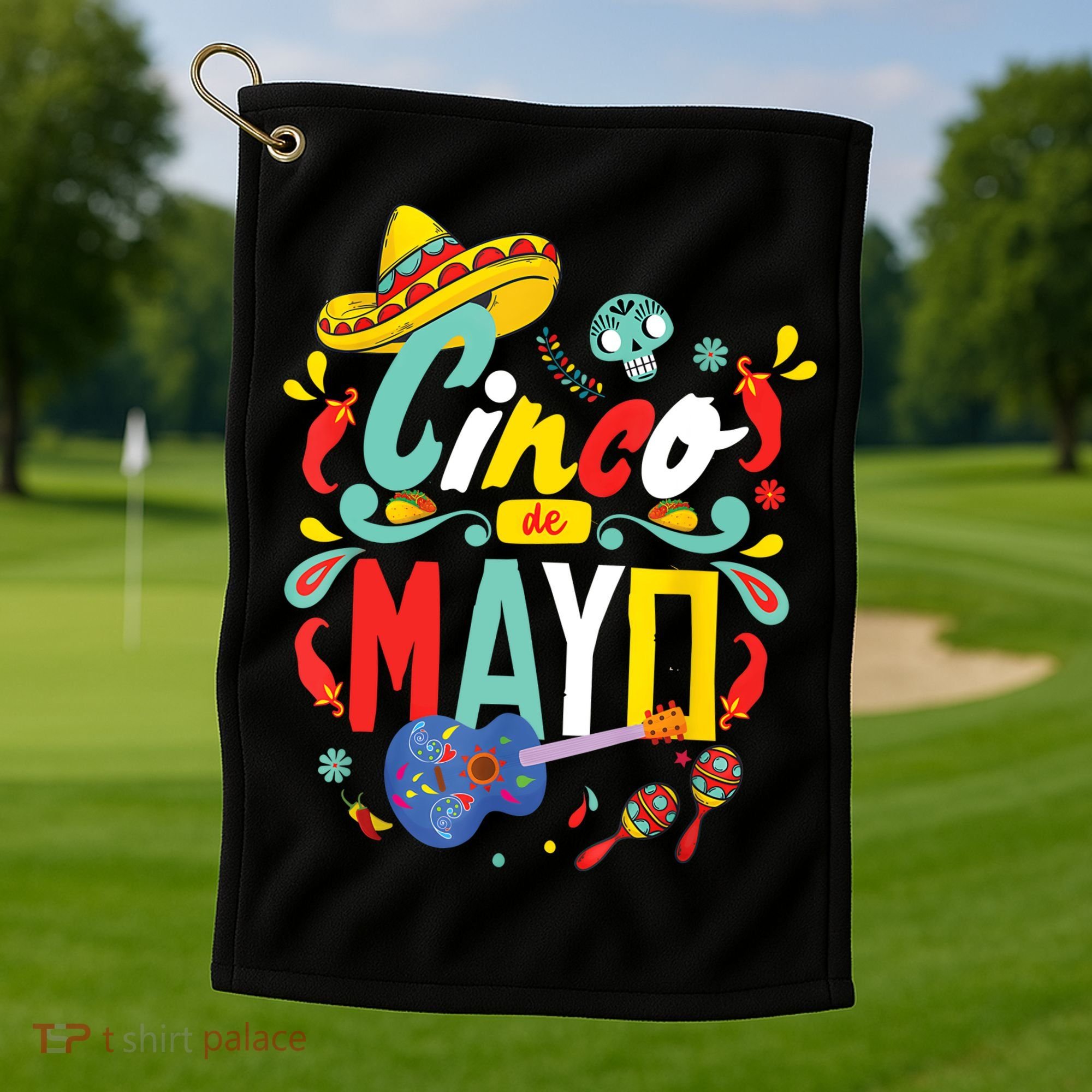 Cinco De Mayo Fiesta Surprise Camisa 5 De Mayo Viva Mexico Golf Towel
