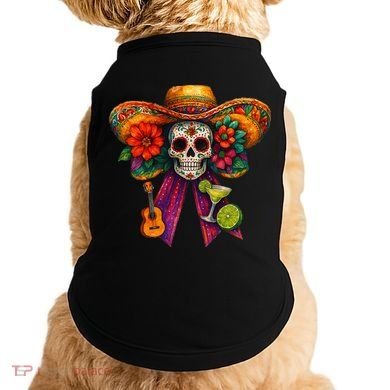 Cinco De Mayo Mexico Tequila Margarita Tacos Sugar Skull Doggie Tank