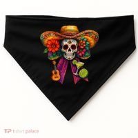 Cinco De Mayo Mexico Tequila Margarita Tacos Sugar Skull USA-Made Doggie Bandana thumb 0