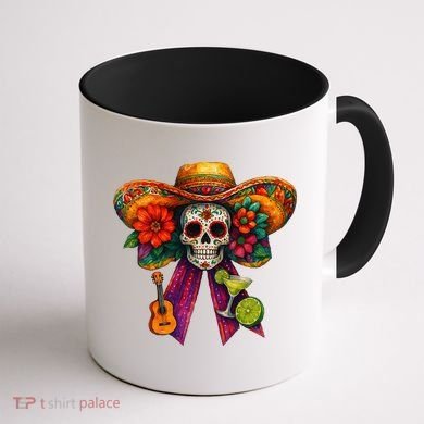 Cinco De Mayo Mexico Tequila Margarita Tacos Sugar Skull Coffee Mug back