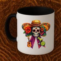Cinco De Mayo Mexico Tequila Margarita Tacos Sugar Skull Coffee Mug thumb 2