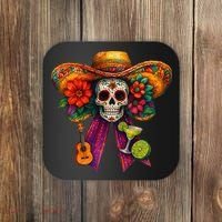 Cinco De Mayo Mexico Tequila Margarita Tacos Sugar Skull Coaster thumb 0