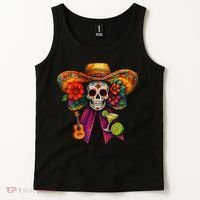 Cinco De Mayo Mexico Tequila Margarita Tacos Sugar Skull Tank Top thumb 2