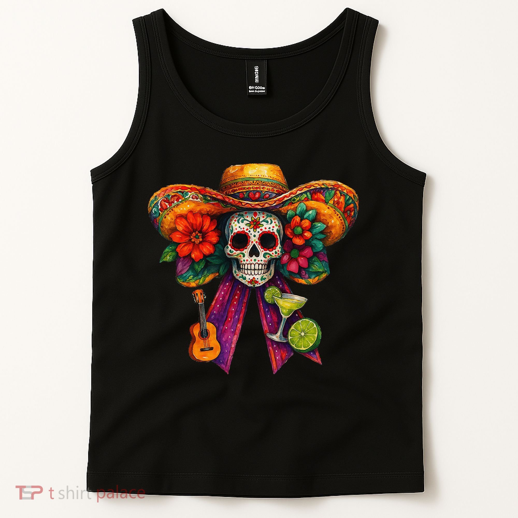 Cinco De Mayo Mexico Tequila Margarita Tacos Sugar Skull Tank Top